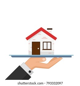 Business vector. business hand. free space for text. business house.