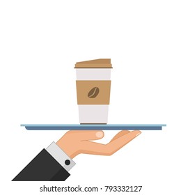 Business vector. business hand. free space for text. business coffee.