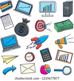 business vector icon in doodle style. vector illustration