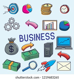 business vector icon in doodle style. vector illustration