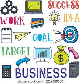 business vector icon in doodle style. vector illustration