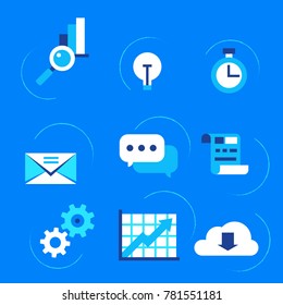 Business Vector Icon Set in Blue Colors