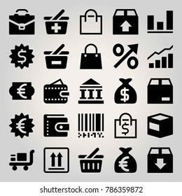 Business vector icon set. briefcase, trolley, package and case