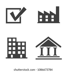 Business vector icon set consisting of 4 icons about architecture, structure, constrution, building, estase, residential