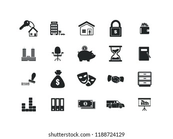 Business vector icon set.
Contains such Icons as Money, Time, Businessman and more. Editable.
