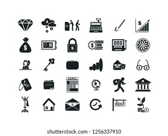 Business vector icon set.
Contains such Icons as Money, Time, Businessman and more. Editable.