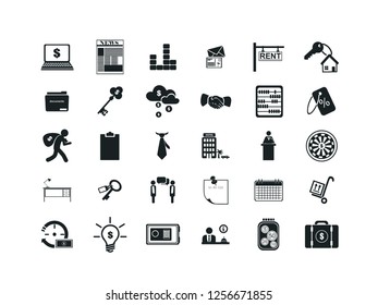 Business vector icon set.
Contains such Icons as Money, Time, Businessman and more. Editable.