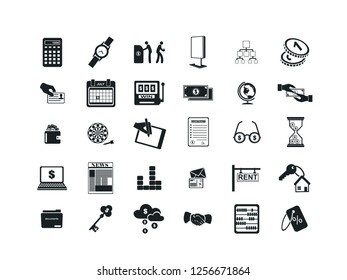 Business vector icon set.
Contains such Icons as Money, Time, Businessman and more. Editable.