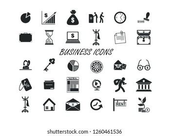 Business vector icon set.
Contains such Icons as Money, Time, Businessman and more. Editable.