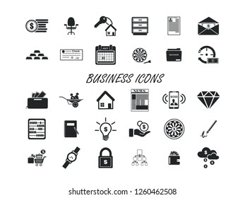 Business vector icon set.
Contains such Icons as Money, Time, Businessman and more. Editable.