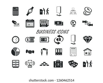 Business vector icon set.
Contains such Icons as Money, Time, Businessman and more. Editable.