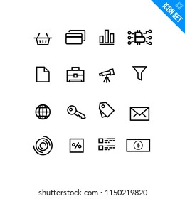 Business Vector Icon set. Minimal Modern Stroke Icons Collection on White Background.
