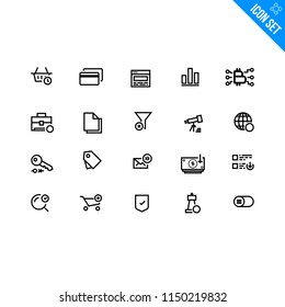 Business Vector Icon set. Minimal Modern Stroke Icons Collection on White Background.