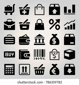 Business vector icon set. shopping bag, briefcase, brief and buy