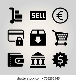 Business vector icon set. shopping cart, sell, cart and trolley