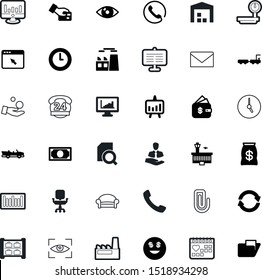 business vector icon set such as: envelope, seo, control, hours, desktop, light, spending, return, man, engineering, clip, spam, person, oil, magnifying, furniture, comfortable, drawing, train, smile