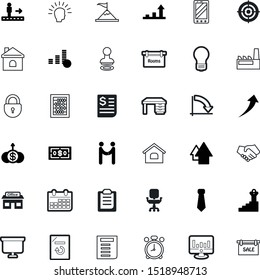 business vector icon set such as: plan, hand, climbing, accuracy, clock, head, genius, textile, copies, armchair, failure, fashion, machinery, alert, wake, lamp, red, focus, lock, reverse, alarm