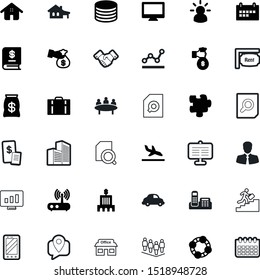 business vector icon set such as: round, rich, wi-fi, gold, case, bulb, searching, template, smartphone, level, storefront, aircraft, commerce, color, to-do, cafe, door, check, customer, climb, study