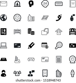 business vector icon set such as: keyboard, fill, targeting, motion, wealth, optical, conference, restaurant, industry, virtual, target, luxury, spam, notepad, book, seat, sheet, cabinet, hours