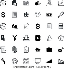 business vector icon set such as: find, residence, chalk, steel, subtraction, time, ink, holding, wake, contract, supermarket, lock, receipt, face, cashier, roster, checkmark, cottage, downloading