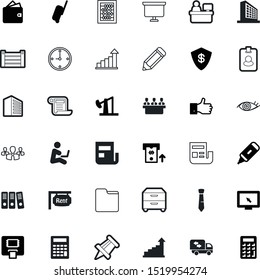 business vector icon set such as: conference, partnership, shopping, together, tie, highlighter, laptop, crane, strategy, platform, count, okay, elegance, attachment, row, pushpin, luggage, toy, loan