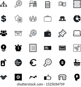 business vector icon set such as: top, finger, needle, lightbulb, solution, teamwork, organization, zoom, consumer, perfect, rent, male, time, flight, cost, shield, structure, head, points, tickets