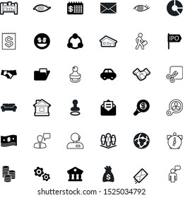 business vector icon set such as: connection, worker, character, reminder, gold, persons, graph, smile, column, round, calendar, world, room, bag, job, navigation, modern, table, pie, bill, nobody