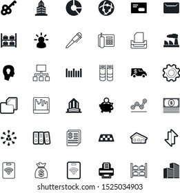 business vector icon set such as: large, think, secure, ball, pig, literature, pile, sticker, network, dictionary, frame, formation, truck, power, pay, study, heavy, auto, contact, pie, fax, pen