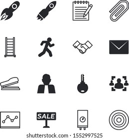 business vector icon set such as: leadership, poster, discount, portfolio, planning, spam, teamwork, confetti, support, showing, career, user, envelope, marathon, closed, device, machine, attachment