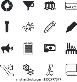 business vector icon set such as: infographics, plastic, elegance, books, escalation, bill, thin, image, gold, profit, gear, notepad, dress, safety, credit, petrochemical, pie, mechanical, knowledge