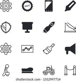 business vector icon set such as: rural, rocket, science, digital, future, financial, harvest, cellphone, exclusive, check, training, tack, easy, style, red, loud, announcement, tag, label, shout