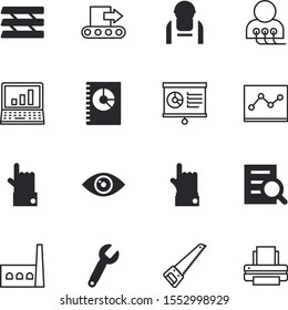 business vector icon set such as: sheet, optical, pass, goal, collection, find, notebook, man, authentication, urban, job, debt, toolbox, research, energy, robotic, accountancy, learning, lens, image