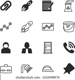business vector icon set such as: container, thumb, coaching, push, traditional, pencil, notepad, portfolio, supplies, mail, metal, green, station, pen, economy, hour, painting, close, organization
