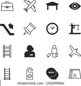business vector icon set such as: headphone, industry, contact, fix, warning, walkway, stepladder, card, warehouse, agent, city, phone, power, fitness, attach, gate, wall, talk, development, steps