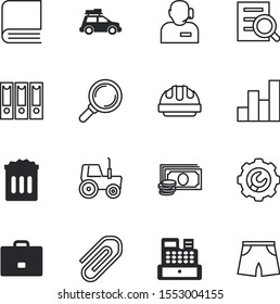 business vector icon set such as: auto, shorts, portfolio, luggage, secretary, knowledge, center, report, shape, industry, space, rubbish, progress, billing, bell, banknote, garbage, diagram