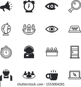 business vector icon set such as: wake, sound, clinic, audio, diverse, secretary, broadcasting, coffee, fitness, round, workers, engineering, vacancy, globe, feedback, repairman, drink, zoom, touch