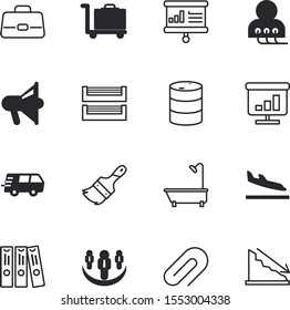 business vector icon set such as: crowd, grow, box, technology, gallon, tool, standing, barrel, training, healthcare, index, monitor, silhouette, pushpin, broadcasting, airliner, decline, infographic