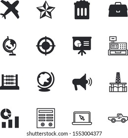 business vector icon set such as: bookmark, car, ecology, suit, check, achievement, air, application, sea, rental, passenger, notebook, auto, man, day, vintage, briefcase, freighter, project, license