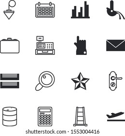 business vector icon set such as: vacation, avatar, service, commerce, crude, lens, mining, find, focus, read, bar, book, till, day, loupe, woman, iron, person, gas, features, number, finger, art