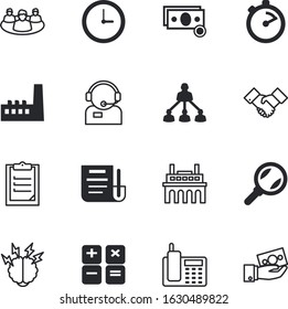business vector icon set such as: worker, skill, help, pay, rounded, telecommunication, base, hierarchy, look, search, zoom, intuitive, lens, agent, silhouette, headset, consultant, profit, checkbox