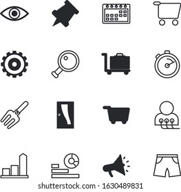 business vector icon set such as: baggage, protection, clock, architecture, up, industry, bread, cogs, board, spring, nature, magnify, summer, shadow, analyzing, note, boxing, outline, close, voice