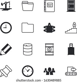 business vector icon set such as: entrance, encyclopedia, delivery, carry, drill, avatar, indoors, art, pushpin, hotel, drilling, pin, equipment, dictionary, vacancy, pipe, presentation, luggage