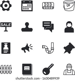 business vector icon set such as: manager, board, thumbtack, connection, classic, motion, wheel, commerce, bubble, e-mail, yes, bulletin, noise, character, key, skeleton, attachment, clip, tv, art