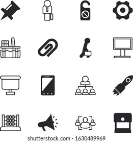 business vector icon set such as: pushpin, page, construction, platform, structure, mechanism, product, billboard, accounting, appliance, gears, advertising, vacancy, fire, commercial, broadcasting
