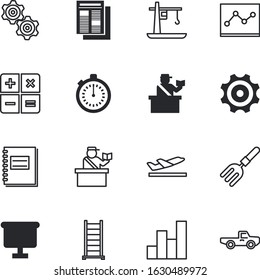 business vector icon set such as: holiday, communication, home, number, panel, old, fun, quick, bar, whiteboard, crane, stand, investment, coaching, scheme, vintage, attach, transportation, trip