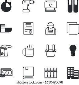 business vector icon set such as: sticky, pad, repairman, signature, beach, shine, learning, airplane, property, worker, sustainability, environment, law, email, cartoon, fix, read, healthy, hard