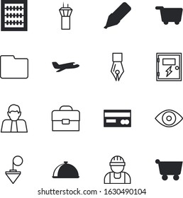 business vector icon set such as: full, job, suit, ancient, technology, fountain, departure, beard, aeroplane, suitcase, product, line, your, directory, app, user, platter, brief, civil, estate