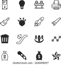business vector icon set such as: energy, photo, earth, star, spaceship, basket, rubbish, careful, page, favorite, stairway, badge, safety, planet, growth, pie, special, shuttle, product, empty