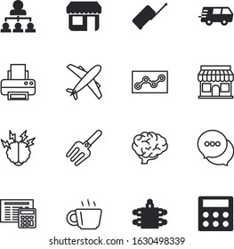 business vector icon set such as: wing, engine, bag, aeroplane, free, thinking, freighter, text, businesswoman, moving, handbag, machine, rating, mocha, speak, device, online, holiday, tactic