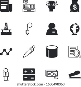 business vector icon set such as: energy, knowledge, debt, silhouette, pipeline, drain, construction, organization, books, exploration, pipe, brain, management, factory, client, magnification